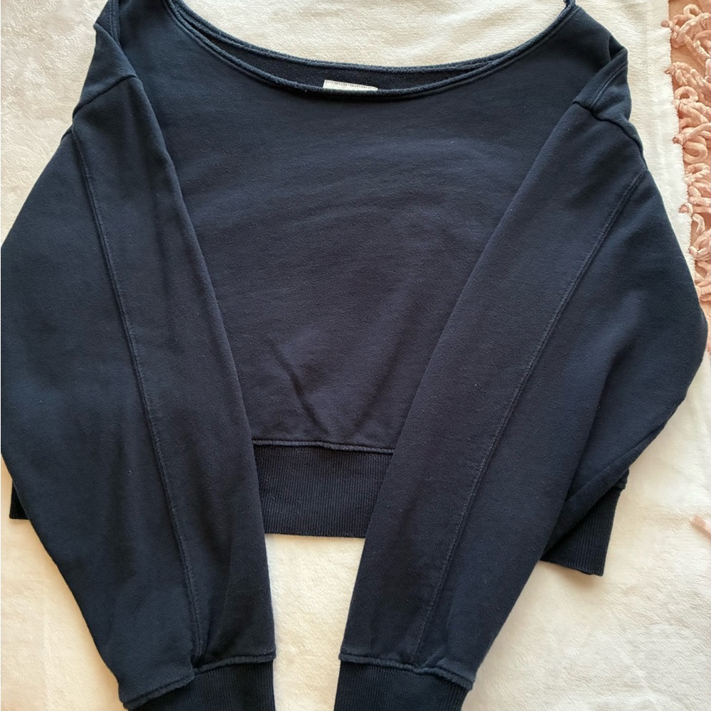 Off-the-Shoulder Navy Sweater